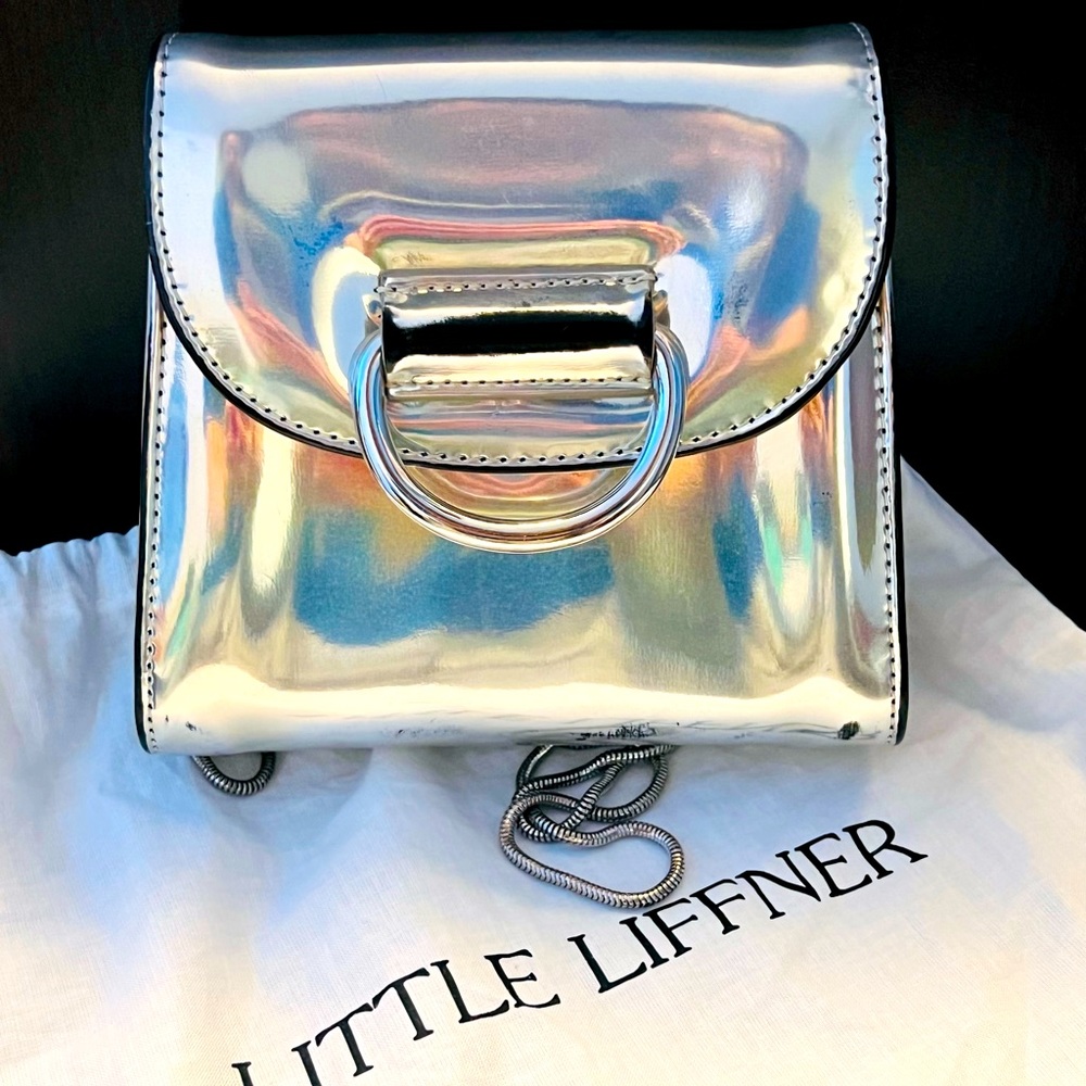 Little Liffner Tiny Box Bag, platinum